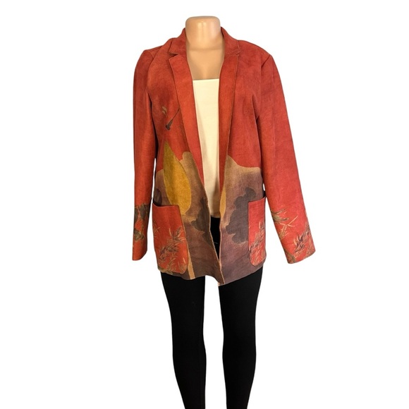 Tempo Paris Art Deco Motif Bohemian Open Front Cardigan Blazer - Picture 5 of 12